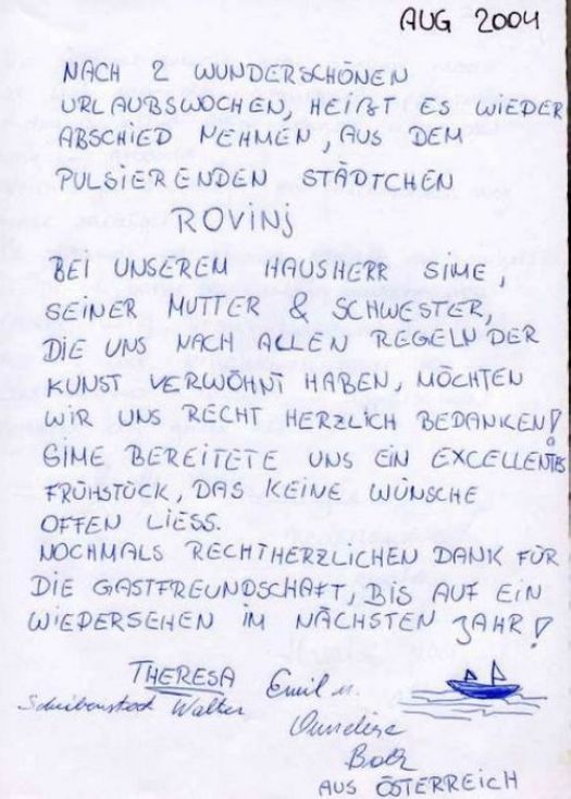 Gästebuch Rovinj